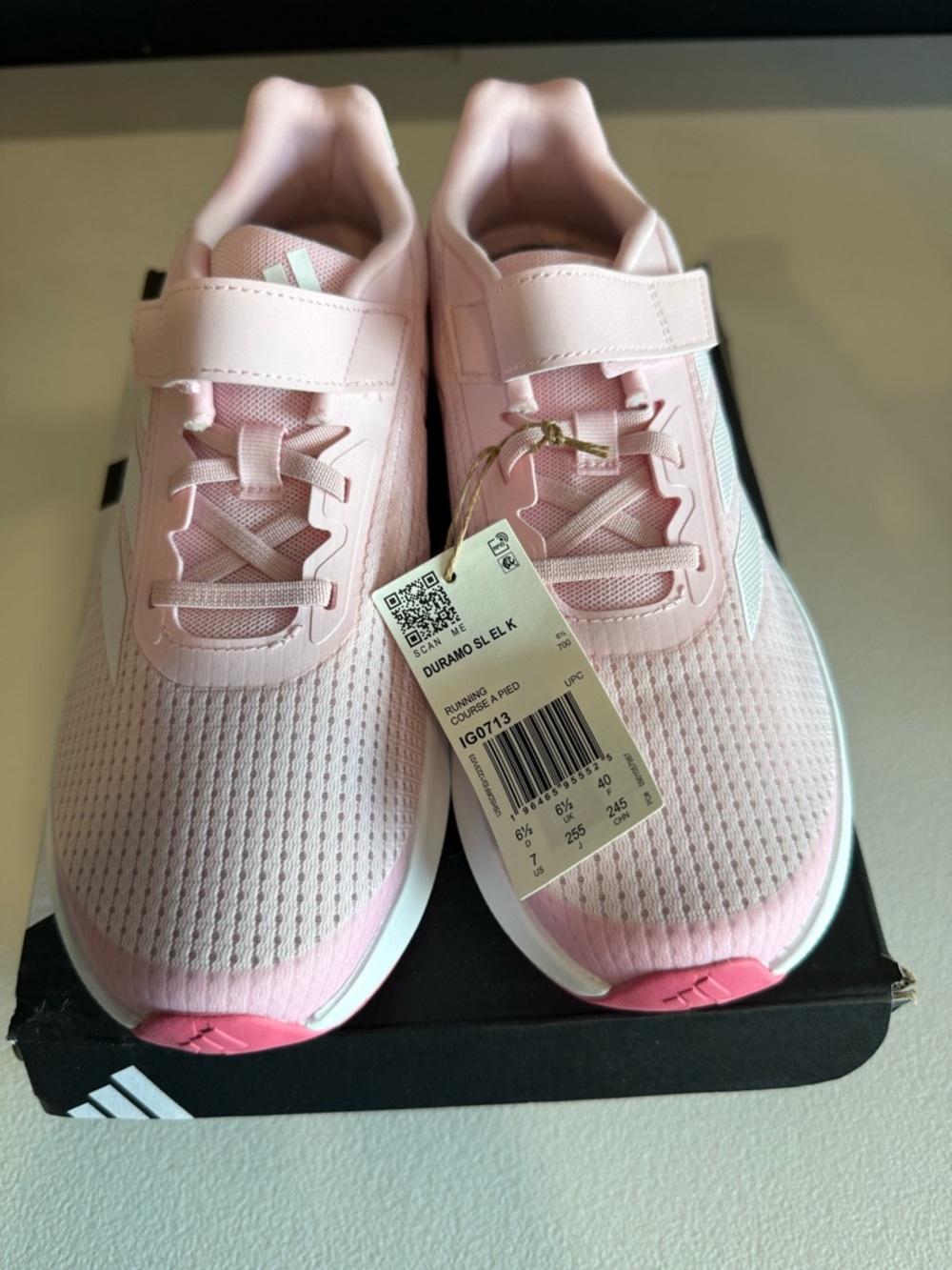 adidas Kids Light Pink Hook-and-Loop Sneakers